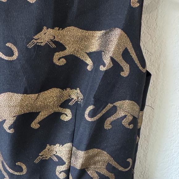 Anthropologie Black and Gold Panther Mini Dress - Picture 4 of 6